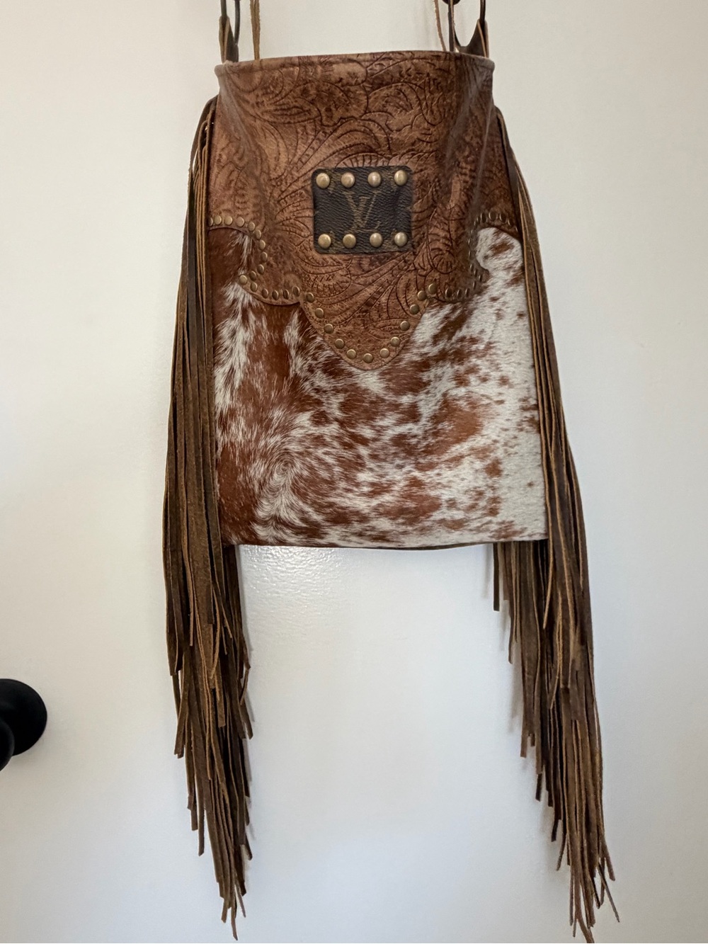 Western Fringe Louis Vuitton Cowhide Crossbody Handbag